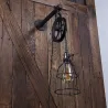 ApliquesPiñón industrial rústico & diseño polea - lámpara de pared con cordón