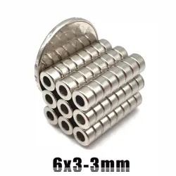N35N35 - imán de neodimio - anillo fuerte con agujero - 6 * 3 * 3mm - 50 piezas
