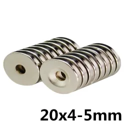 N35Imán del cilindro de neodimio N35 - super fuerte - agujero de la contracción - 20 * 4 * 5mm 10 piezas