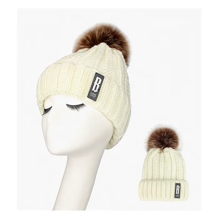 Warm winter wool hat with pom pomHats & Caps