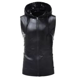 Shiny metallic hoodie - sleeveless vestHoodies & Sweatshirt