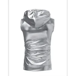 Shiny metallic hoodie - sleeveless vestHoodies & Sweatshirt