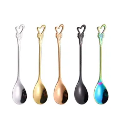 CubiertosForma de corazón y flor cuchara de acero inoxidable para té & postres