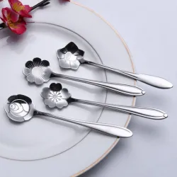 Cubiertoscucharadita de plata decorativa - café & postres 5 piezas