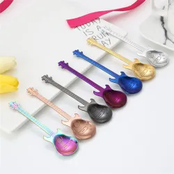 Cubiertoscucharadita de acero inoxidable con guitarra para té & café & postres