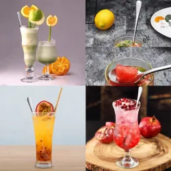 Cubiertoscucharadita de acero inoxidable con mango largo para té - café & postres 6 piezas