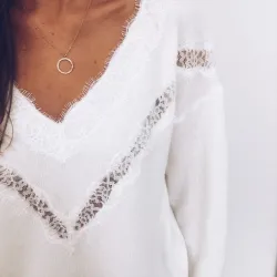 Blusas y camisassaltador de lana - elegante blusa con encaje