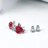 Gold stud earrings with red roseEarrings