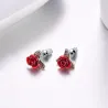 AretesPendientes de oro con rosa roja