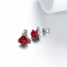 AretesPendientes de oro con rosa roja