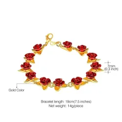 Gold & silver bracelet with red rosesBracelets