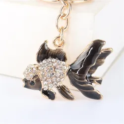 llaveroCristal con peces de oro - llavero