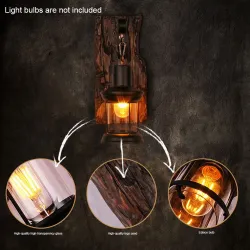 ApliquesVintage - lámpara de pared de madera - luz LED
