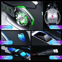 8D 3200DPI - Adjustable - wired optical gaming mouse - LED - USBMouses