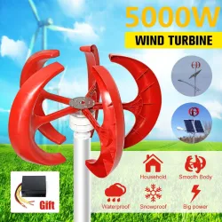 Eólica5000W AC 12V-24V - generador de turbina de viento - linterna - 5 cuchillas motor - eje vertical - kit