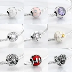 Pulseraplata de ley 925 - cuentas redondas para pulsera