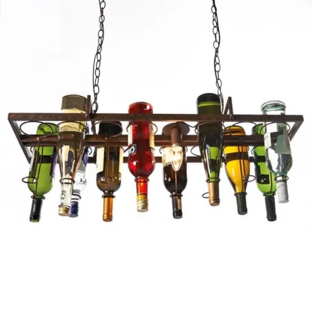Luces & IluminaciónVintage - soporte de botellas colgantes - lámpara de techo de hierro - E27 LED